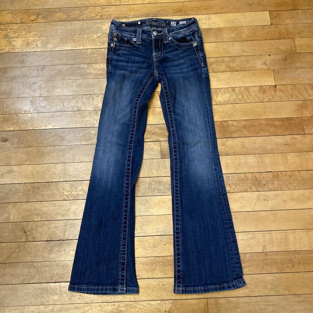 Miss Me Jeans Girls Size 10 Boot Embellished Silver Label